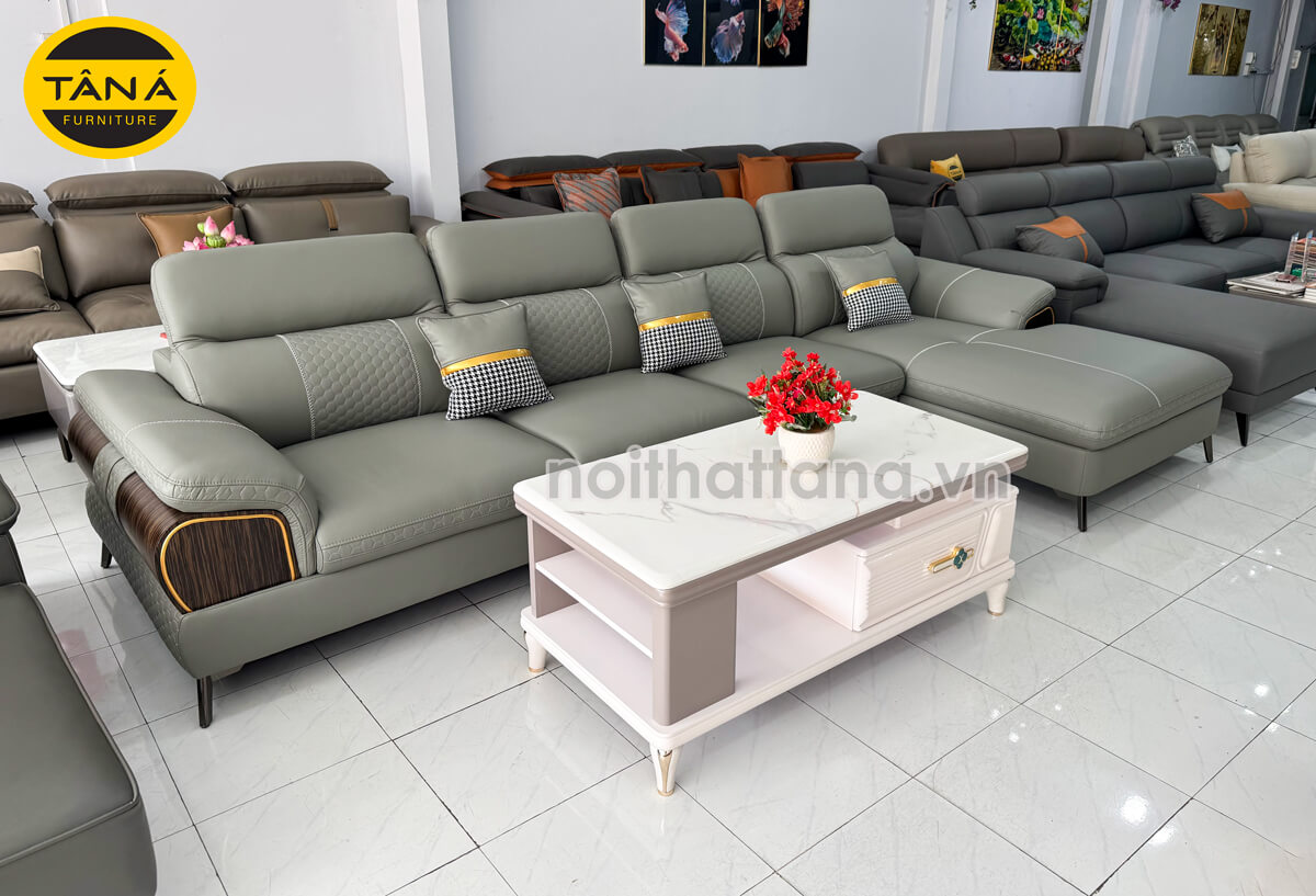 Sofa Da Cao Cấp Chống Trầy Xước, Lau Được Mực Góc L Đẹp TA-G23