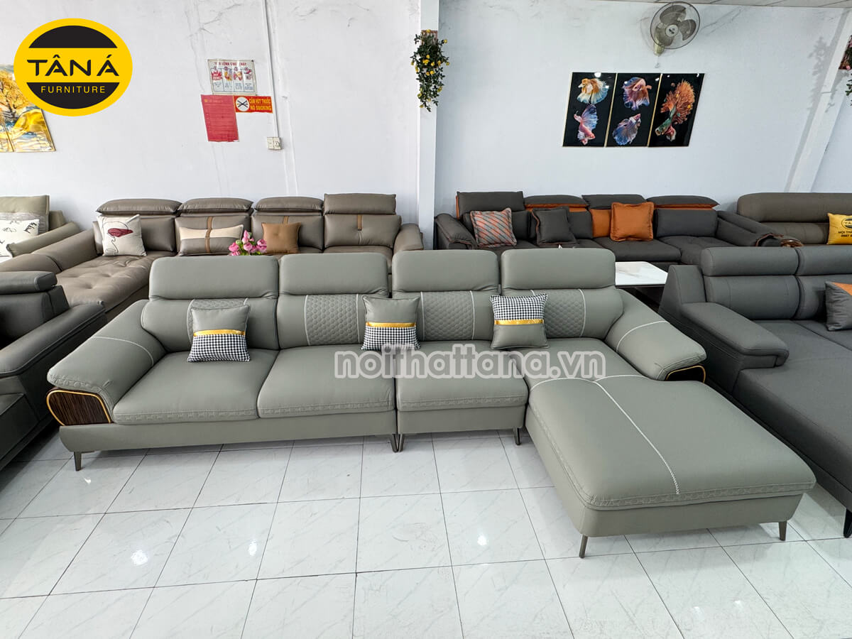 Sofa Da Cao Cấp Chống Trầy Xước, Lau Được Mực Góc L Đẹp TA-G23