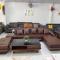 Ghế sofa gỗ sồi nga bọc da hàn quốc G27