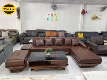 Ghế sofa gỗ sồi nga bọc da hàn quốc G27