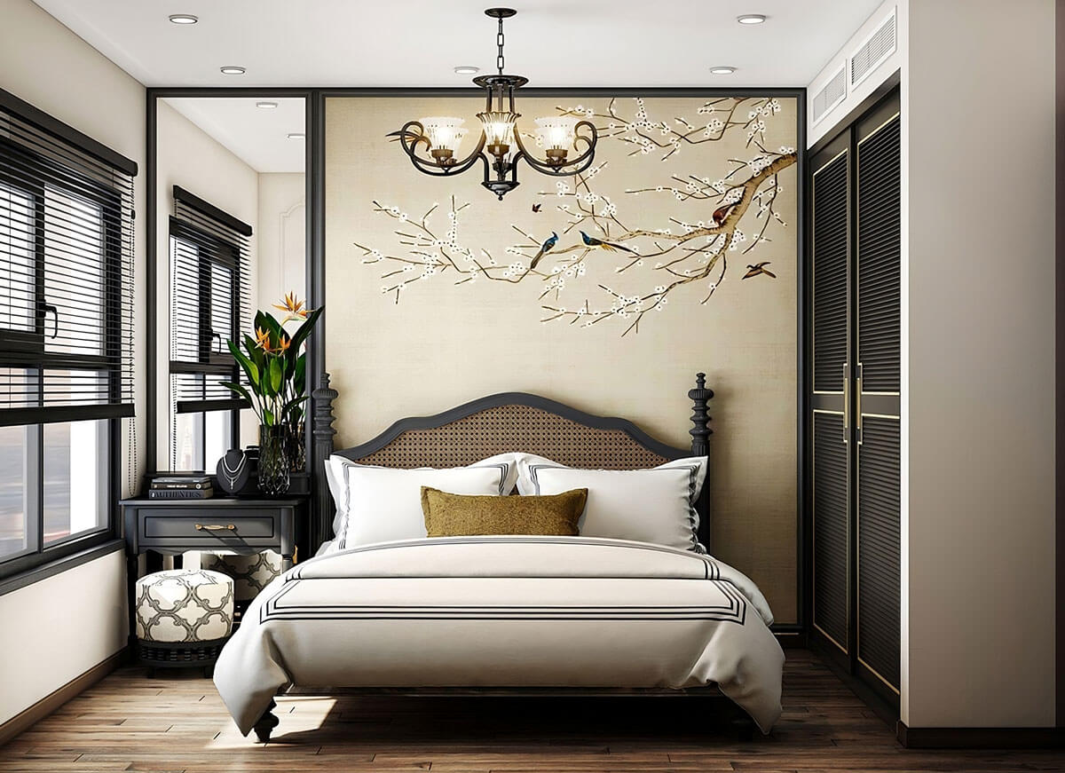 thiết kế phòng ngủ phong cách Indochine