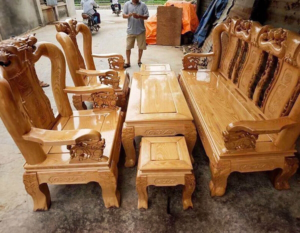 bộ ghế salon gỗ sồi tự nhiên giá rẻ