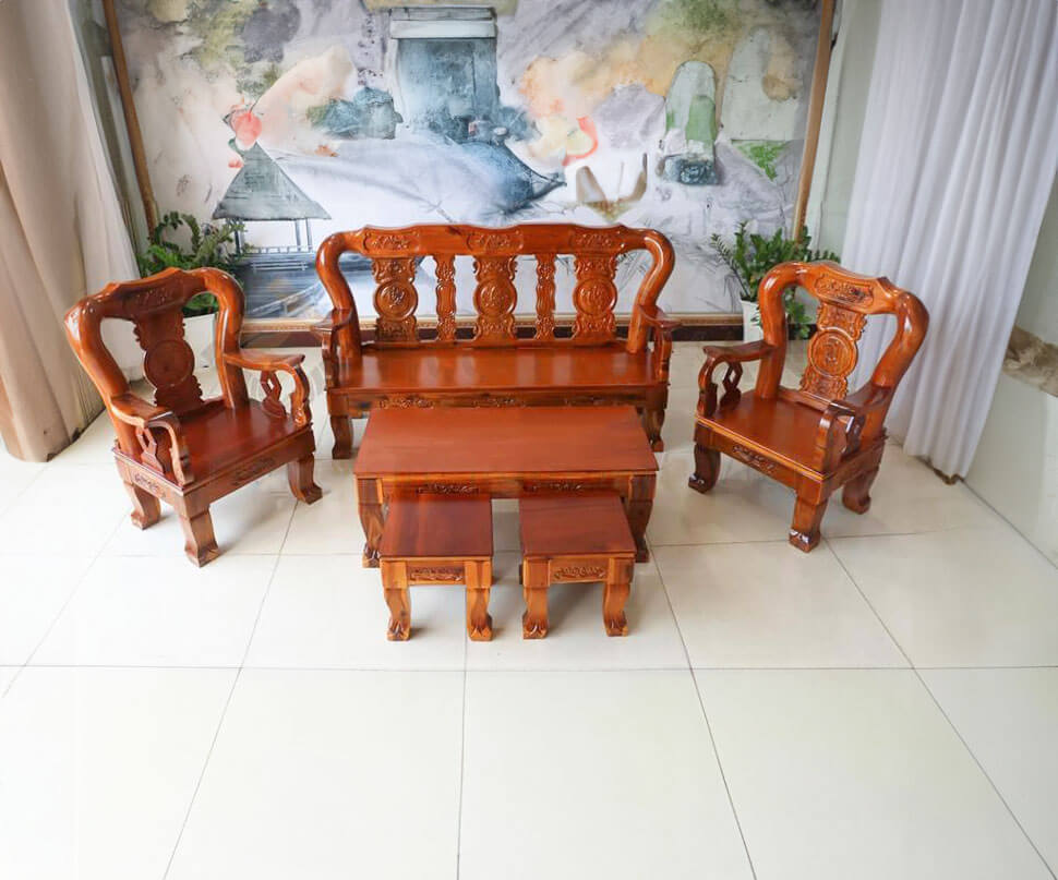 Mua bộ ghế Salon gỗ tràm chân vuông tự nhiên
