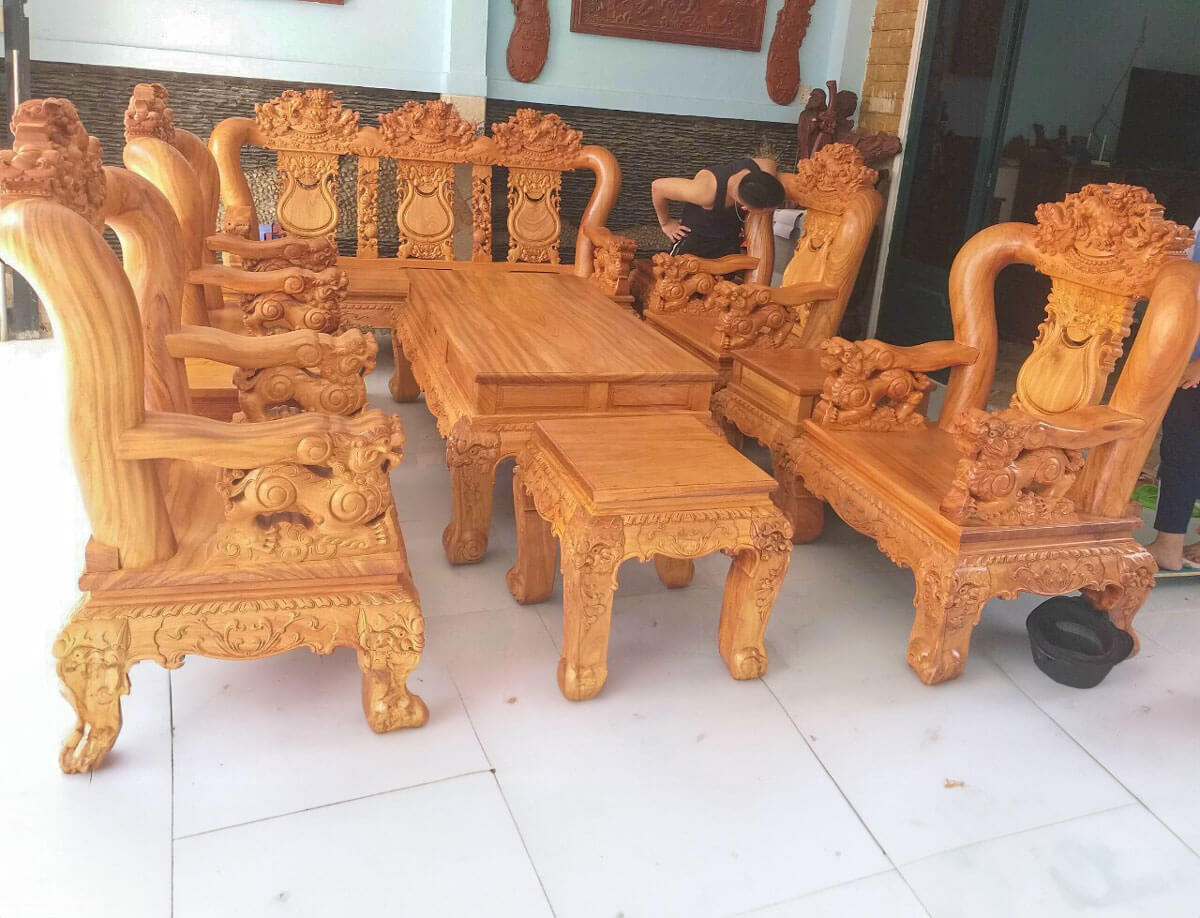 Mẫu ghế salon gỗ cho phòng khách hiện đại