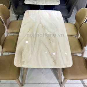 Bộ Bàn Ăn Mặt Đá 6 Ghế BA-YT23-91 Màu Kem Sữa Trang Nhã