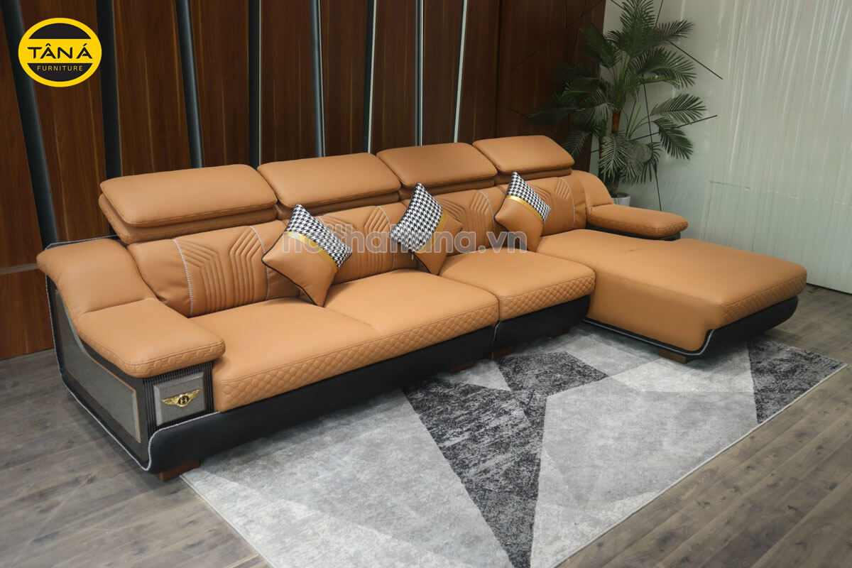 Sofa Gỗ Sồi Nga Góc L Bọc Da Cao Cấp TA-892AB