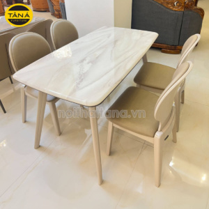 Bộ Bàn Ăn Mặt Đá 6 Ghế BA-YT23-91 Màu Kem Sữa Trang Nhã