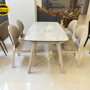 Bộ Bàn Ăn Mặt Đá 6 Ghế BA-YT23-91 Màu Kem Sữa Trang Nhã