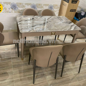 Bộ Bàn Ăn Mặt Đá BA-MT23-21 Nhỏ Gọn 6 Ghế Đơn Giản