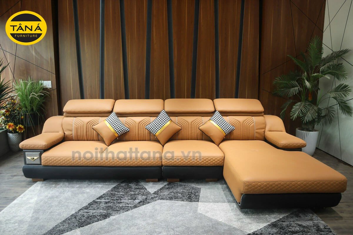 Sofa Gỗ Sồi Nga Góc L Bọc Da Cao Cấp TA-892AB