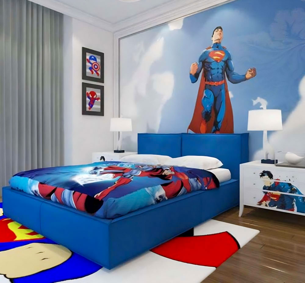mẫu thiết kế phòng ngủ siêu nhân cho bé trai