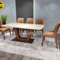 Bộ Bàn Ăn Mặt Đá Tự Nhiên 1m8 + 8 Ghế Gỗ Sồi Nhập Khẩu BA190