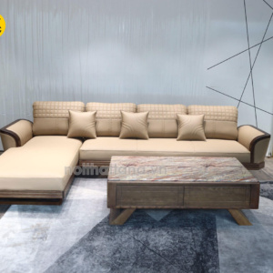 Ghế Sofa Gỗ Sồi Góc L Bọc Da Hiện Đại TA-893AB