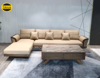 Ghế Sofa Gỗ Sồi Góc L Bọc Da Hiện Đại TA-893AB