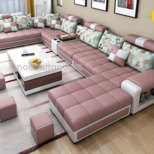 Ghế Sofa Da Hàn Quốc NV15 Đẹp Thời Thượng Kiểu Chữ U