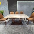 Bộ Bàn Ăn Mặt Đá Tự Nhiên 1m8 + 8 Ghế Gỗ Sồi Nhập Khẩu BA190