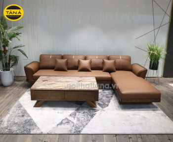 Ghế Sofa Gỗ Sồi Góc L Bọc Da Hiện Đại TA-895AB