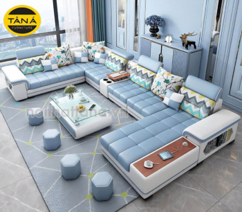 Ghế Sofa Da Hàn Quốc Góc Chữ U Cho Phòng Khách Lớn NV17
