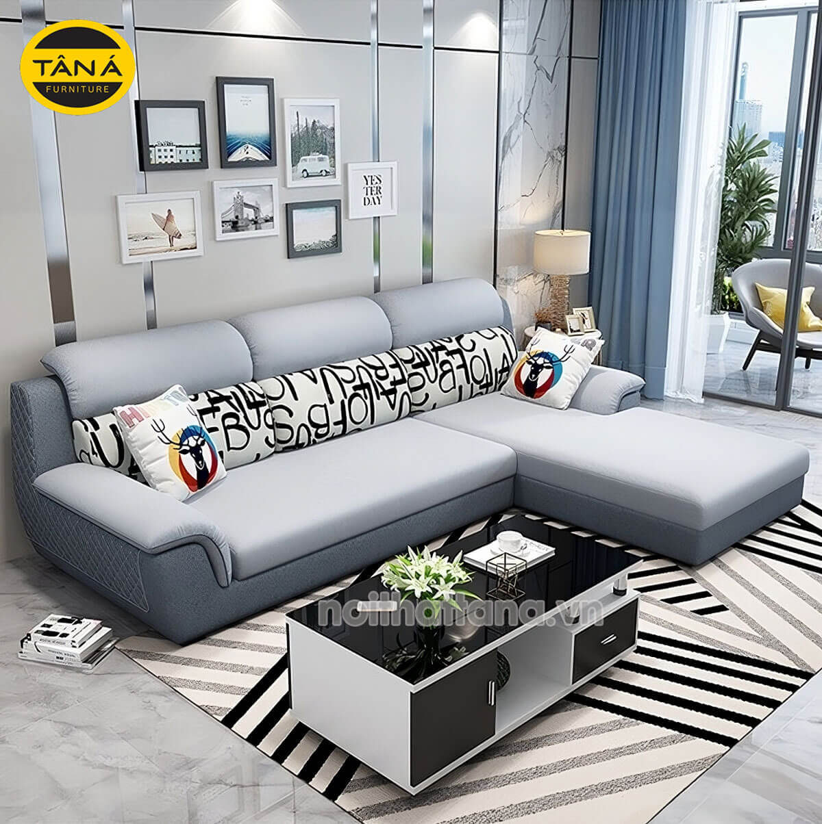 Ghế Sofa Vải Góc Chữ L Nhỏ Sang Trọng T75