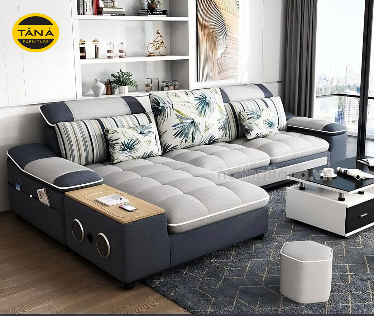 Ghế Sofa Vải Góc Chữ L Cho Chung Cư T74