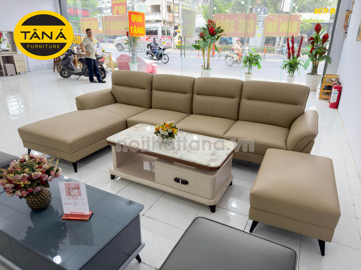 Sofa da hiện đại góc chữ U