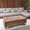 Ghế sofa gỗ sồi góc L bọc da hình trái tim TA-896-AB