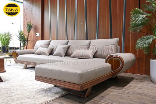 Ghế sofa gỗ sồi góc L bọc da hình trái tim TA-896-AB