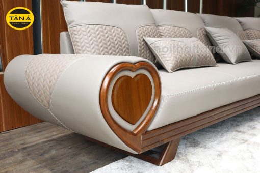 Ghế sofa gỗ sồi góc L bọc da hình trái tim TA-896-AB