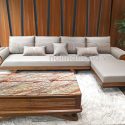 Ghế sofa gỗ sồi góc L bọc da hình trái tim TA-896-AB