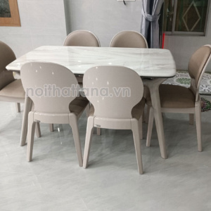 Bộ Bàn Ăn Mặt Đá 6 Ghế BA-YT23-91 Màu Kem Sữa Trang Nhã