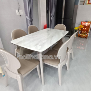 Bộ Bàn Ăn Mặt Đá 6 Ghế BA-YT23-91 Màu Kem Sữa Trang Nhã