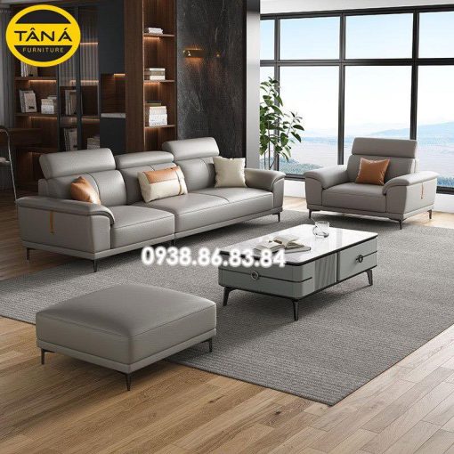 Sofa Băng Da 2m4 + Ghế Đơn TB87 Phong Cách Hiện Đại