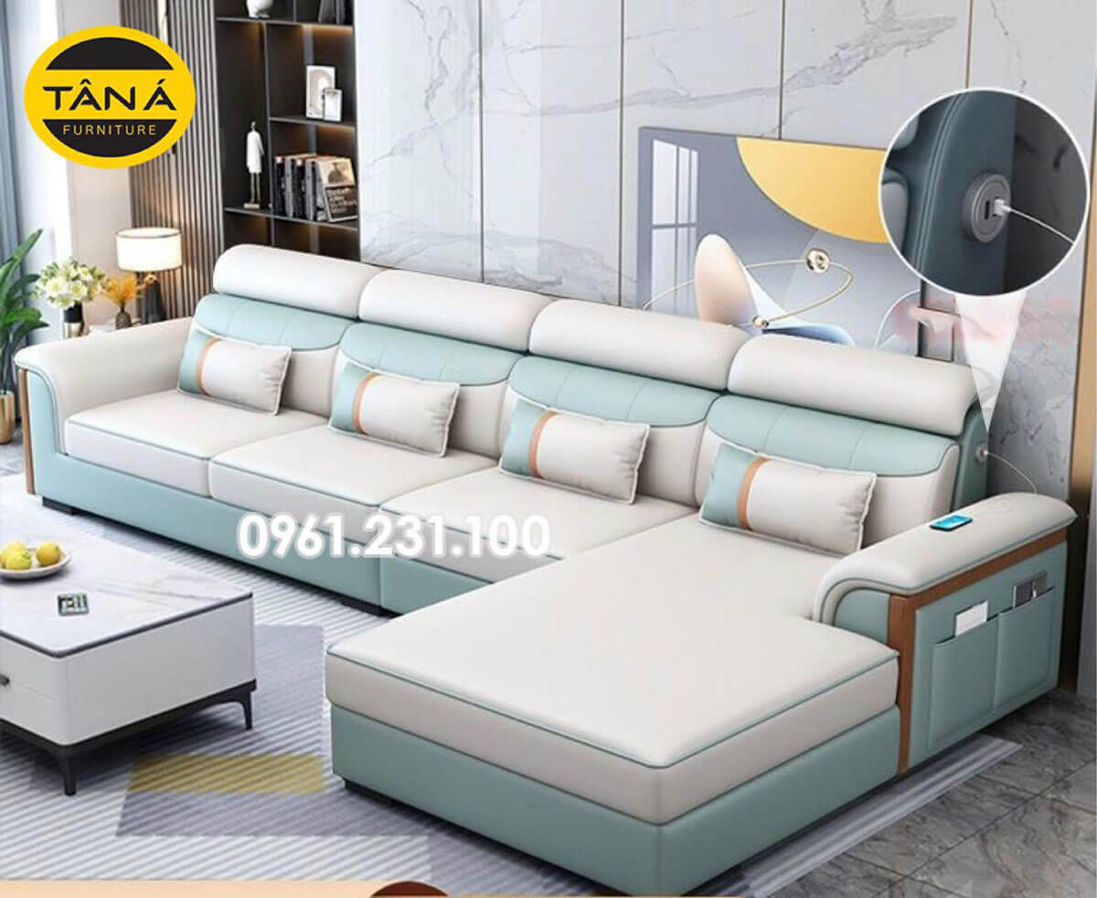 Sofa Da Hàn Quốc Góc L Đẹp Cho Phòng Khách Chung Cư N132