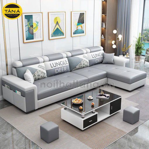 Sofa Da Hàn Quốc Góc L Cho Phòng Khách Hiện Đại N130