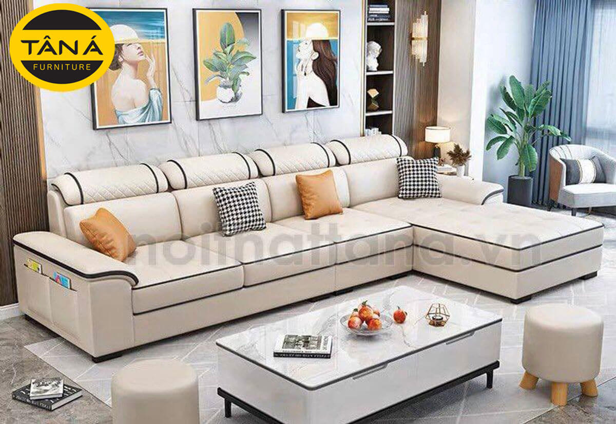 Sofa Da Hàn Quốc N150 Dài 3m, Góc Chữ L Cho Phòng Khách Hiện Đại