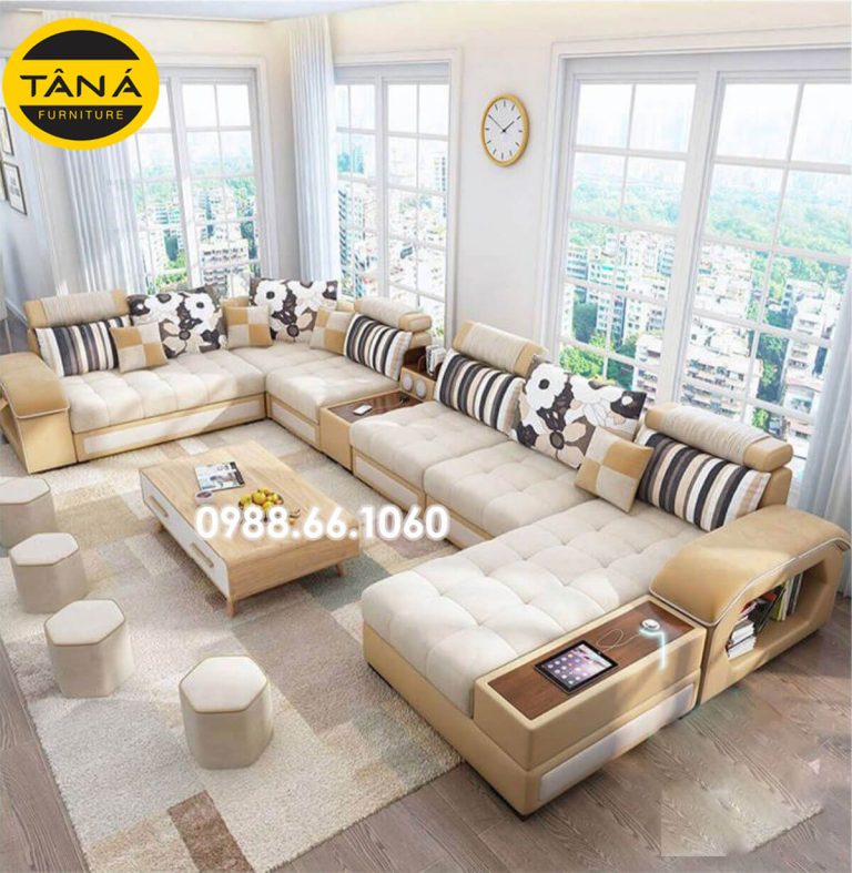 Mẫu ghế sofa chữ U cho phòng khách rộng