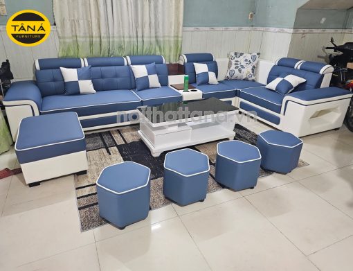 Sofa Da Hàn Quốc N154 Cho Phòng Khách Rộng Hiện Đại