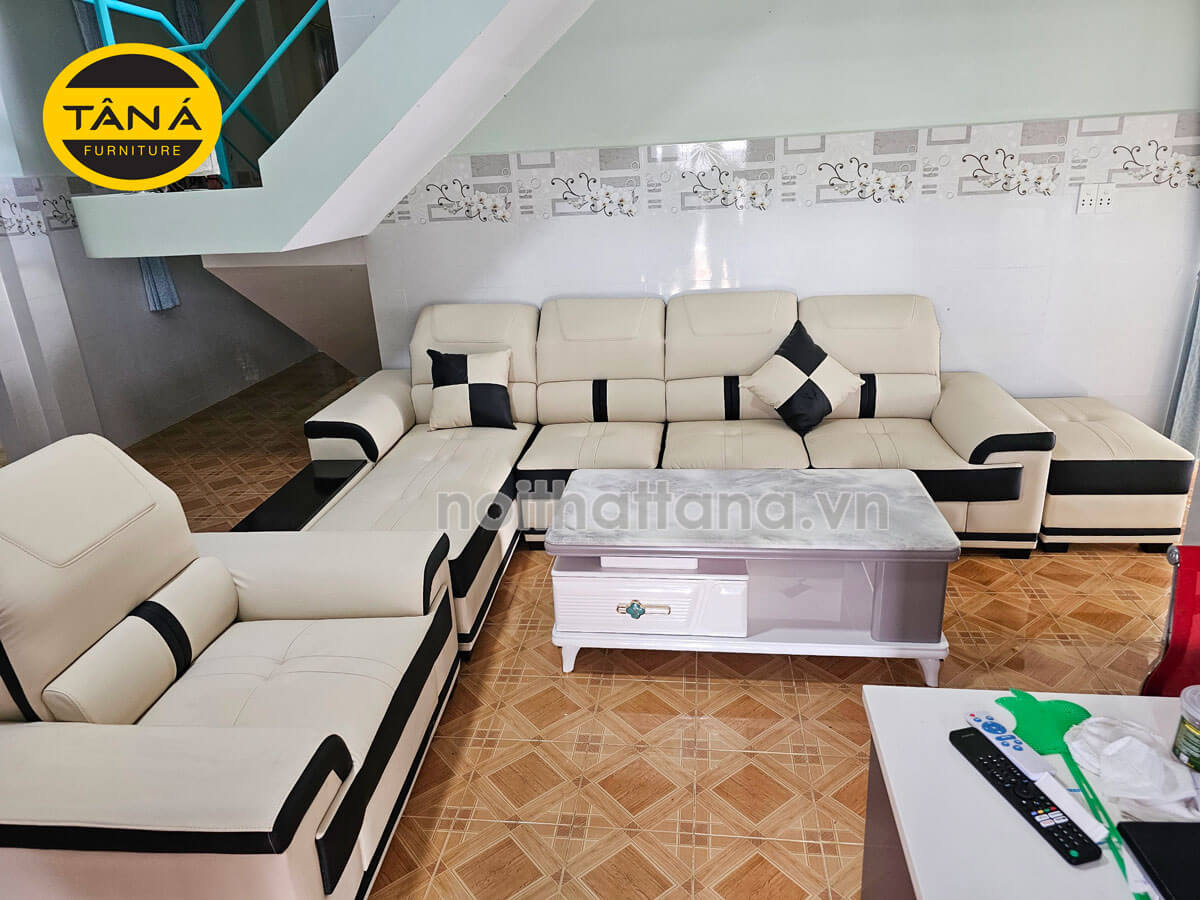 Sofa Da Hàn Quốc N153-D Góc L Cho Phòng Khách Đẹp Hiện Đại