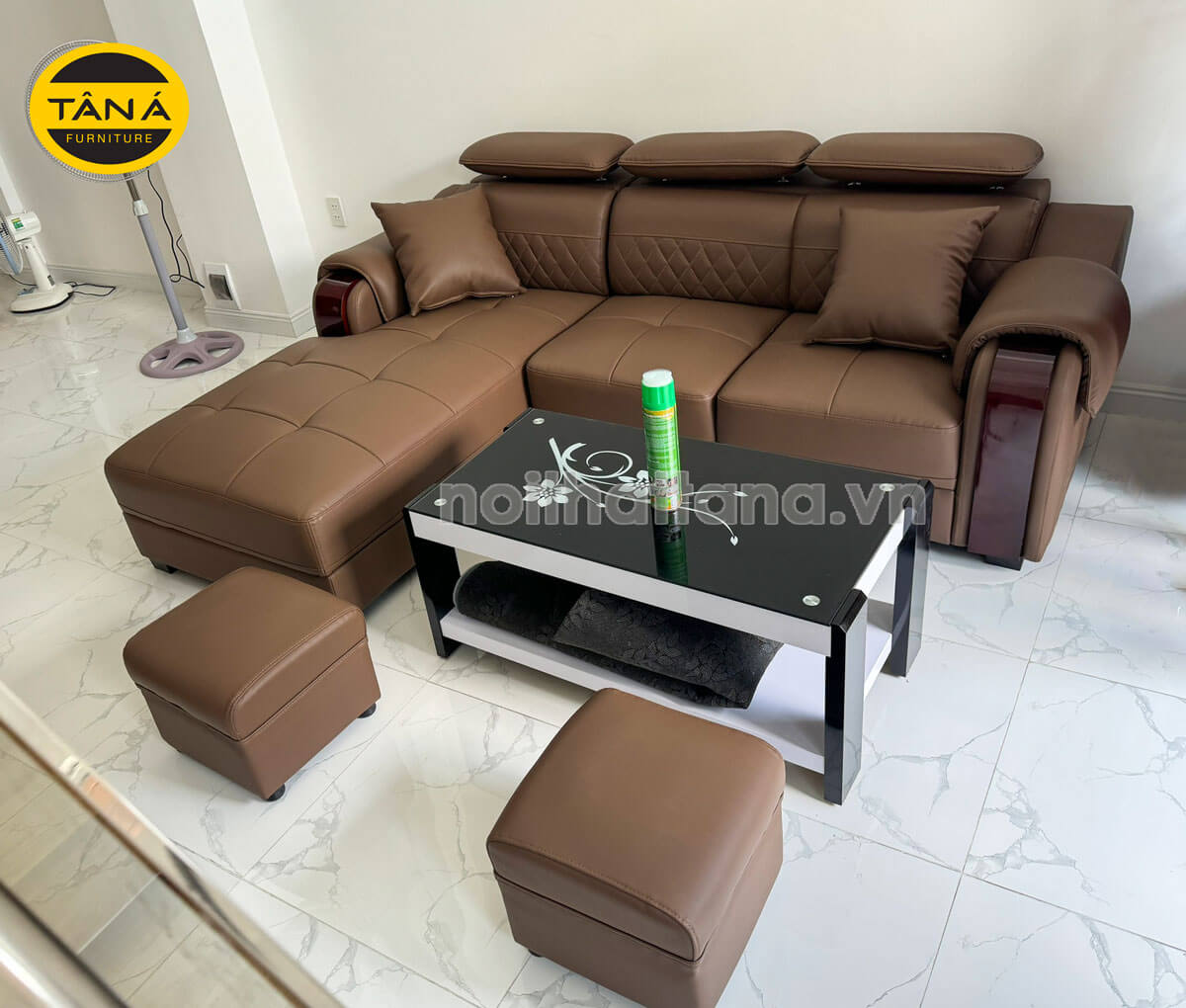 Ghế sofa băng da chữ l cho phòng khách nhỏ gọn