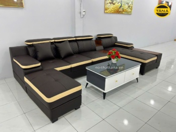 Sofa Da Góc L Cho Phòng Khách Hiện Đại N38