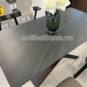 Bộ Bàn Ăn 1m6 BA-T-073 Mặt Đá Men Chống Trầy Xước + 6 Ghế Gỗ Hương Thái Nhập Khẩu Đài Loan