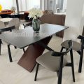 Bộ Bàn Ăn 1m6 BA-T-073 Mặt Đá Men Chống Trầy Xước + 6 Ghế Gỗ Hương Thái Nhập Khẩu Đài Loan