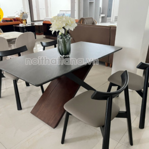 Bộ Bàn Ăn 1m6 BA-T-073 Mặt Đá Men Chống Trầy Xước + 6 Ghế Gỗ Hương Thái Nhập Khẩu Đài Loan