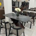 Bộ Bàn Ăn 1m6 BA-T-073 Mặt Đá Men Chống Trầy Xước + 6 Ghế Gỗ Hương Thái Nhập Khẩu Đài Loan