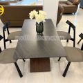 Bộ Bàn Ăn 1m6 BA-T-073 Mặt Đá Men Chống Trầy Xước + 6 Ghế Gỗ Hương Thái Nhập Khẩu Đài Loan