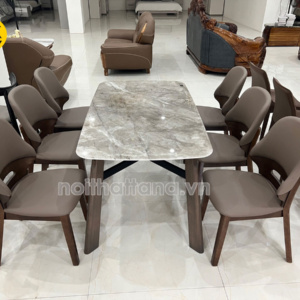 Bộ Bàn Ăn 1,4m BA-T-98 Mặt Đá Tự Nhiên + 6 Ghế Gỗ Hương Thái Nhập Khẩu Đài Loan