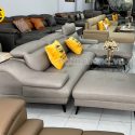 Sofa Da Chân Sắt Tay Lượn N157 Đẹp Mê Ly