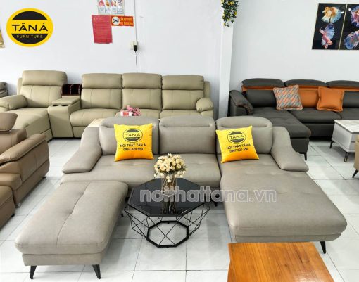 Sofa Da Chân Sắt Tay Lượn N157 Đẹp Mê Ly