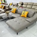 Sofa Da Chân Sắt Tay Lượn N157 Đẹp Mê Ly