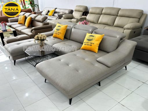 Sofa Da Chân Sắt Tay Lượn N157 Đẹp Mê Ly